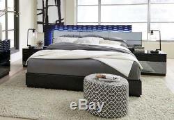 High-gloss Black Finish King Size Bedroom Set 3Pcs MANHATTAN Global USA