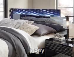 High-gloss Black Finish King Size Bedroom Set 3Pcs MANHATTAN Global USA