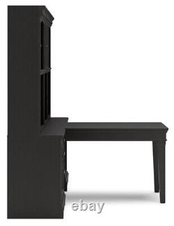 Home Office Bookcase Desk Set Vintage black finish solid hardwood LED light New