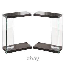 Home Square Chairside End Table in Black Finish Set of 2