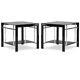Home Square Glass And Metal End Table In Black Finish Set Of 2