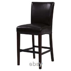 Home Square Milton 26 Leather Counter Stool in Black Finish Set of 2