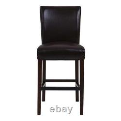 Home Square Milton 26 Leather Counter Stool in Black Finish Set of 2