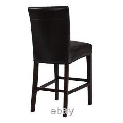 Home Square Milton 26 Leather Counter Stool in Black Finish Set of 2
