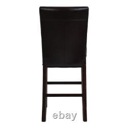 Home Square Milton 26 Leather Counter Stool in Black Finish Set of 2