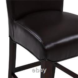 Home Square Milton 26 Leather Counter Stool in Black Finish Set of 2