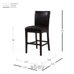 Home Square Milton 26 Leather Counter Stool in Black Finish Set of 2
