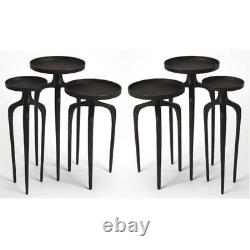 Home Square Modern Aluminium Round Table Set in Black Finish Set of 2
