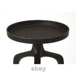 Home Square Modern Aluminium Round Table Set in Black Finish Set of 2