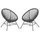 Home Square Outdoor Metal Single Chair In Black Finish Set Of 2