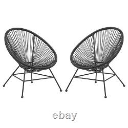 Home Square Outdoor Metal Single Chair in Black Finish Set of 2