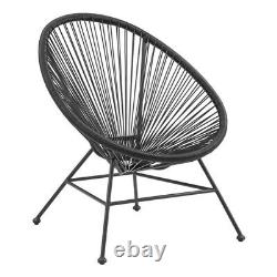 Home Square Outdoor Metal Single Chair in Black Finish Set of 2