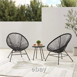 Home Square Outdoor Metal Single Chair in Black Finish Set of 2