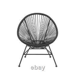 Home Square Outdoor Metal Single Chair in Black Finish Set of 2