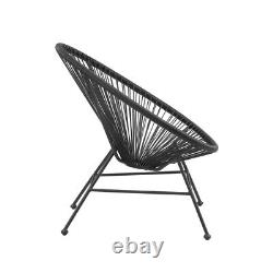 Home Square Outdoor Metal Single Chair in Black Finish Set of 2