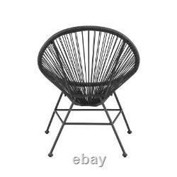 Home Square Outdoor Metal Single Chair in Black Finish Set of 2