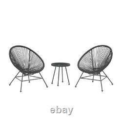 Home Square Outdoor Metal Single Chair in Black Finish Set of 2