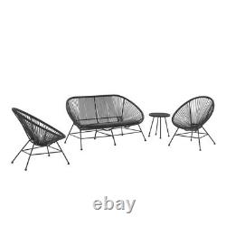 Home Square Outdoor Metal Single Chair in Black Finish Set of 2