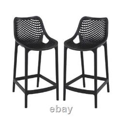 Home Square Patio Counter Stool in Black Finish Set of 2