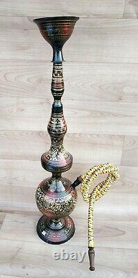 Hukka 22 Black Indian Brass Vintage folding Hooka Set Pipes Antique Finished