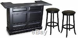 Imperial Home Bar with 2 FREE Stools Set Black Finish Special Price