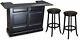 Imperial Home Bar With 2 Free Stools Set Black Finish Special Price