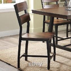 Industrial Design Wooden Side Chairs Set of 4pcs Oak and Black Finish Metal Base