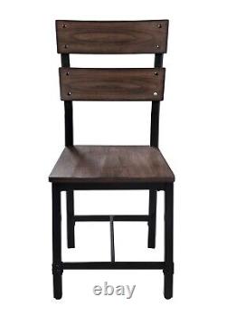Industrial Design Wooden Side Chairs Set of 4pcs Oak and Black Finish Metal Base