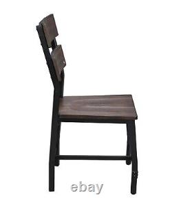 Industrial Design Wooden Side Chairs Set of 4pcs Oak and Black Finish Metal Base