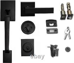 Iron Black Finish Single Cylinder Lever Door Handle Set Reversible for Righ