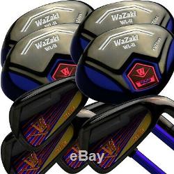 Japan Wazaki Black Oil Finish Mx Steel 4567 Hybrid 89PS Iron Combo Golf Club Set