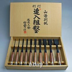 Japanese Chisel Tasai Oire Nomi Blue Steel Black Finish Red Oak 10set