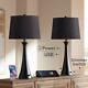 Karl Modern Black Finish Outlet And Usb Table Lamps Set With Dimmer Switch