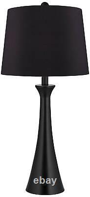 Karl Modern Black Finish Outlet and USB Table Lamps Set with Dimmer Switch