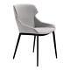 Kenna Modern Dining Chair In Matte Black Finish And Gray Fabric Set Of 2