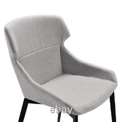 Kenna Modern Dining Chair in Matte Black Finish and Gray Fabric Set of 2