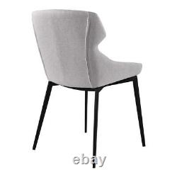 Kenna Modern Dining Chair in Matte Black Finish and Gray Fabric Set of 2