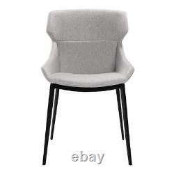 Kenna Modern Dining Chair in Matte Black Finish and Gray Fabric Set of 2