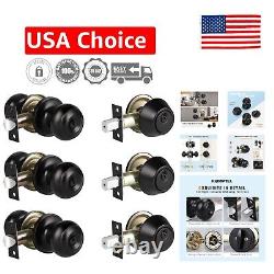 Keyed Alike Entry Door Knob and Deadbolt Lock Set Matte Black Finish