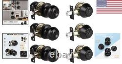 Keyed Alike Entry Door Knob and Deadbolt Lock Set Matte Black Finish