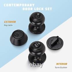 Keyed Alike Entry Door Knob and Deadbolt Lock Set Matte Black Finish