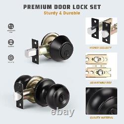 Keyed Alike Entry Door Knob and Deadbolt Lock Set Matte Black Finish