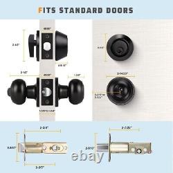 Keyed Alike Entry Door Knob and Deadbolt Lock Set Matte Black Finish