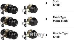 Keyed Alike Entry Door Knob and Deadbolt Lock Set Matte Black Finish