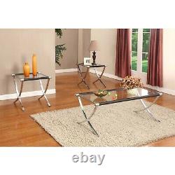 Kings Brand Furniture 3-Piece Glass Coffee Table & 2 End Tables Occasional Set