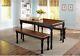 Kitchen Dining Set Farmhouse Table 2 Benches And 2 Chairs Black & Oak Finish
