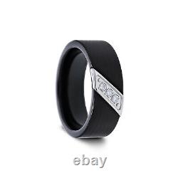 LIAM Flat Black Satin Finish Tungsten Diagonal Diamonds Set Stainless Steel- 8mm