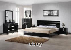 Lucca Bedroom Set in Black Finish by J&M King Size 5 Piece