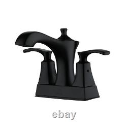 Luxurious 2-Hole Bathroom Sink Faucet Set with Dual Handles, Matte Black Finish