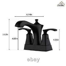 Luxurious 2-Hole Bathroom Sink Faucet Set with Dual Handles, Matte Black Finish